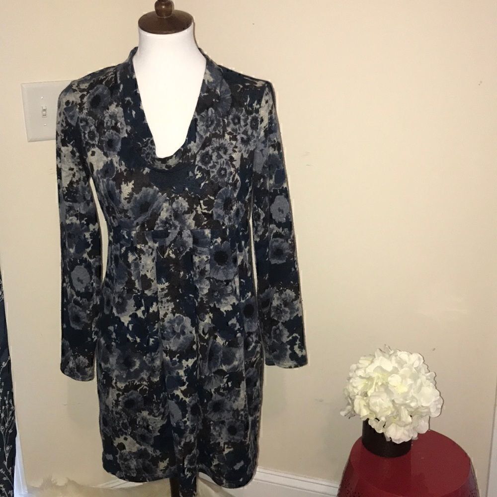 Uncle Frank Blue Floral Cowl Neck Dress